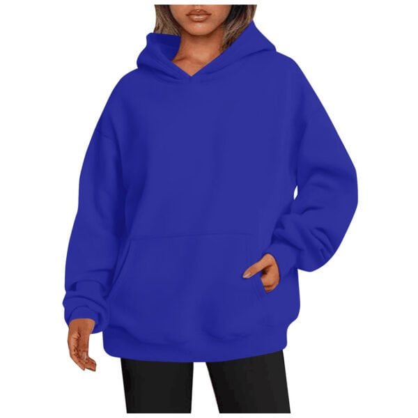 Women's Hoodies With Pockets Fashion Solid Sweatshirt Oversized Hooded Sweater Womens Clothing - Image 6